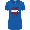 Torn Latvia Flag Latvian Day Football Womens Wider Cut T-Shirt Royal Blue