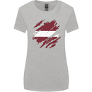 Torn Latvia Flag Latvian Day Football Womens Wider Cut T-Shirt Sports Grey