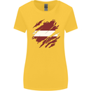 Torn Latvia Flag Latvian Day Football Womens Wider Cut T-Shirt Yellow