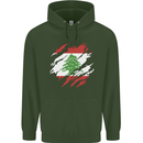 Torn Lebanon Flag Lebanese Day Football Childrens Kids Hoodie Forest Green