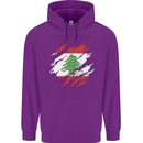 Torn Lebanon Flag Lebanese Day Football Childrens Kids Hoodie Purple