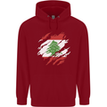 Torn Lebanon Flag Lebanese Day Football Childrens Kids Hoodie Red