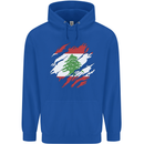 Torn Lebanon Flag Lebanese Day Football Childrens Kids Hoodie Royal Blue