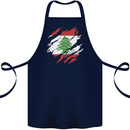 Torn Lebanon Flag Lebanese Day Football Cotton Apron 100% Organic Navy Blue
