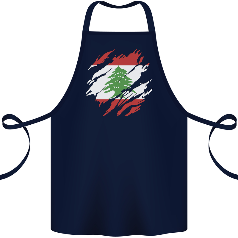 Torn Lebanon Flag Lebanese Day Football Cotton Apron 100% Organic Navy Blue