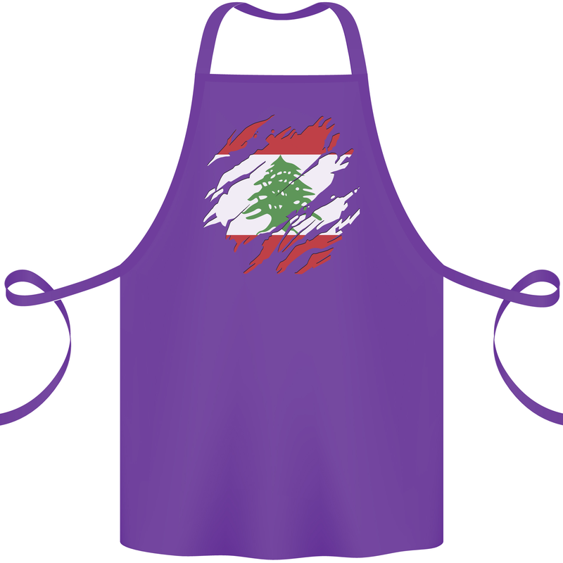Torn Lebanon Flag Lebanese Day Football Cotton Apron 100% Organic Purple