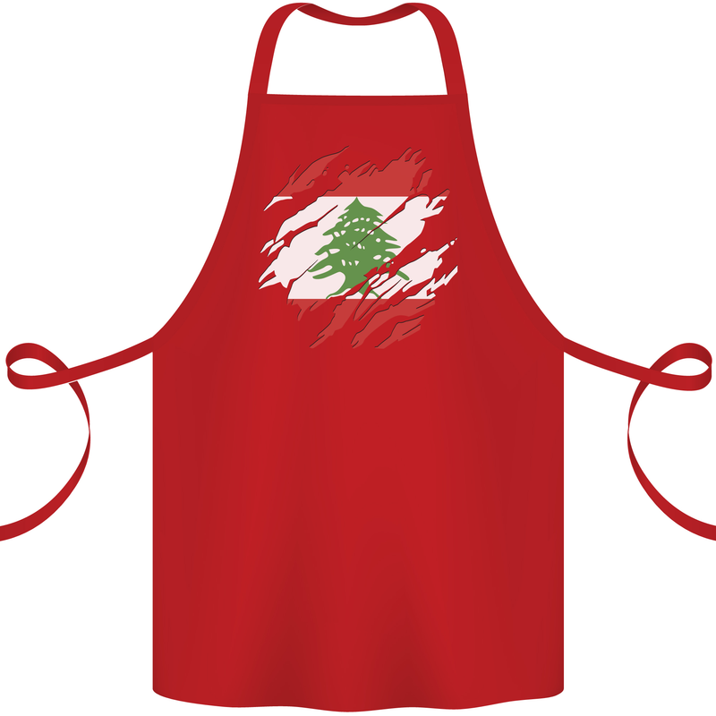 Torn Lebanon Flag Lebanese Day Football Cotton Apron 100% Organic Red