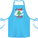Torn Lebanon Flag Lebanese Day Football Cotton Apron 100% Organic Turquoise