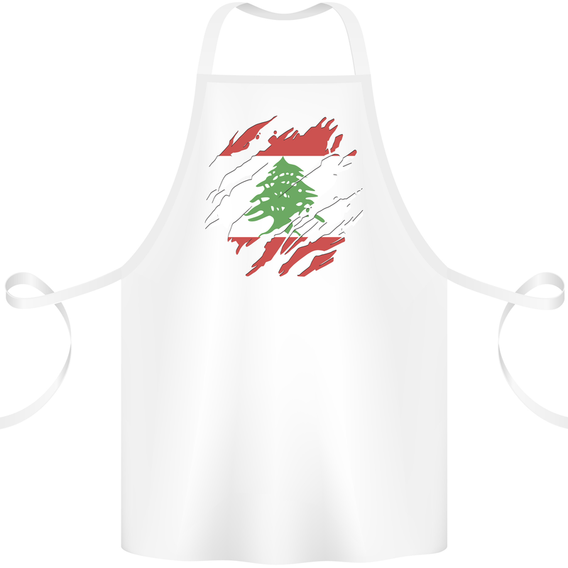 Torn Lebanon Flag Lebanese Day Football Cotton Apron 100% Organic White
