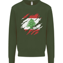 Torn Lebanon Flag Lebanese Day Football Kids Sweatshirt Jumper Forest Green