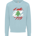 Torn Lebanon Flag Lebanese Day Football Kids Sweatshirt Jumper Light Blue