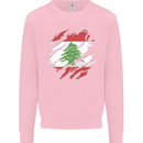 Torn Lebanon Flag Lebanese Day Football Kids Sweatshirt Jumper Light Pink