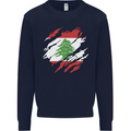 Torn Lebanon Flag Lebanese Day Football Kids Sweatshirt Jumper Navy Blue