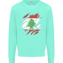 Torn Lebanon Flag Lebanese Day Football Kids Sweatshirt Jumper Peppermint