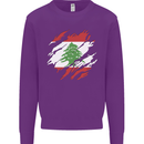 Torn Lebanon Flag Lebanese Day Football Kids Sweatshirt Jumper Purple