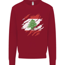 Torn Lebanon Flag Lebanese Day Football Kids Sweatshirt Jumper Red