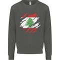 Torn Lebanon Flag Lebanese Day Football Kids Sweatshirt Jumper Storm Grey