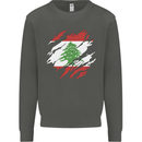 Torn Lebanon Flag Lebanese Day Football Kids Sweatshirt Jumper Storm Grey