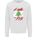 Torn Lebanon Flag Lebanese Day Football Kids Sweatshirt Jumper White