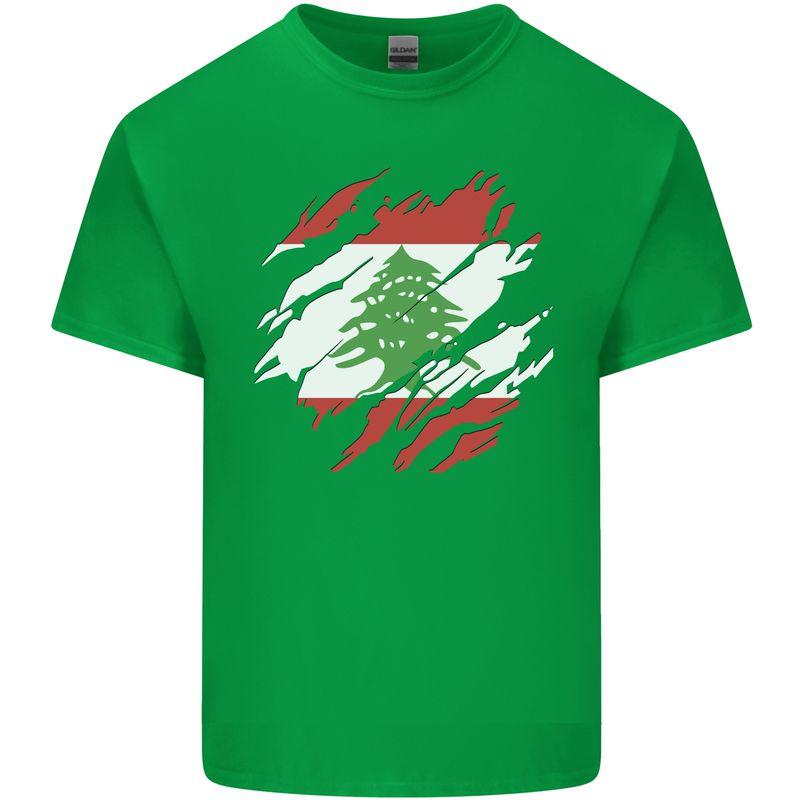 Torn Lebanon Flag Lebanese Day Football Kids T-Shirt Childrens Irish Green