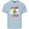 Torn Lebanon Flag Lebanese Day Football Kids T-Shirt Childrens Light Blue