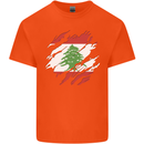 Torn Lebanon Flag Lebanese Day Football Kids T-Shirt Childrens Orange