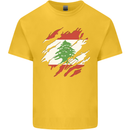 Torn Lebanon Flag Lebanese Day Football Kids T-Shirt Childrens Yellow