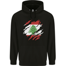 Torn Lebanon Flag Lebanese Day Football Mens 80% Cotton Hoodie Black
