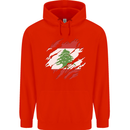 Torn Lebanon Flag Lebanese Day Football Mens 80% Cotton Hoodie Bright Red