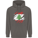 Torn Lebanon Flag Lebanese Day Football Mens 80% Cotton Hoodie Charcoal