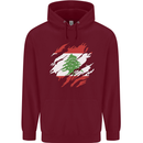 Torn Lebanon Flag Lebanese Day Football Mens 80% Cotton Hoodie Maroon