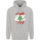 Torn Lebanon Flag Lebanese Day Football Mens 80% Cotton Hoodie Sports Grey