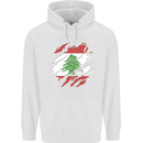 Torn Lebanon Flag Lebanese Day Football Mens 80% Cotton Hoodie White