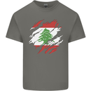 Torn Lebanon Flag Lebanese Day Football Mens Cotton T-Shirt Tee Top Charcoal