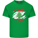 Torn Lebanon Flag Lebanese Day Football Mens Cotton T-Shirt Tee Top Irish Green