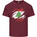 Torn Lebanon Flag Lebanese Day Football Mens Cotton T-Shirt Tee Top Maroon