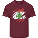 Torn Lebanon Flag Lebanese Day Football Mens Cotton T-Shirt Tee Top Maroon