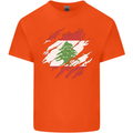 Torn Lebanon Flag Lebanese Day Football Mens Cotton T-Shirt Tee Top Orange