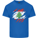 Torn Lebanon Flag Lebanese Day Football Mens Cotton T-Shirt Tee Top Royal Blue