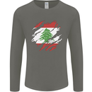 Torn Lebanon Flag Lebanese Day Football Mens Long Sleeve T-Shirt Charcoal