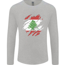 Torn Lebanon Flag Lebanese Day Football Mens Long Sleeve T-Shirt Sports Grey