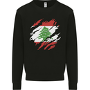 Torn Lebanon Flag Lebanese Day Football Mens Sweatshirt Jumper Black