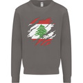 Torn Lebanon Flag Lebanese Day Football Mens Sweatshirt Jumper Charcoal