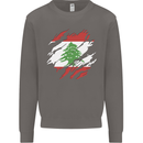 Torn Lebanon Flag Lebanese Day Football Mens Sweatshirt Jumper Charcoal