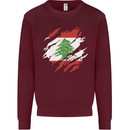 Torn Lebanon Flag Lebanese Day Football Mens Sweatshirt Jumper Maroon