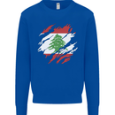 Torn Lebanon Flag Lebanese Day Football Mens Sweatshirt Jumper Royal Blue