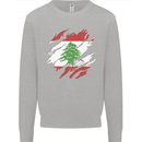 Torn Lebanon Flag Lebanese Day Football Mens Sweatshirt Jumper Sports Grey
