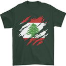 Torn Lebanon Flag Lebanese Day Football Mens T-Shirt 100% Cotton Forest Green