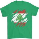 Torn Lebanon Flag Lebanese Day Football Mens T-Shirt 100% Cotton Irish Green