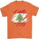 Torn Lebanon Flag Lebanese Day Football Mens T-Shirt 100% Cotton Orange